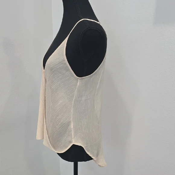 Astr Cream Camisole Top, V Neck, Silky, Small, Straps - Picture 4 of 5